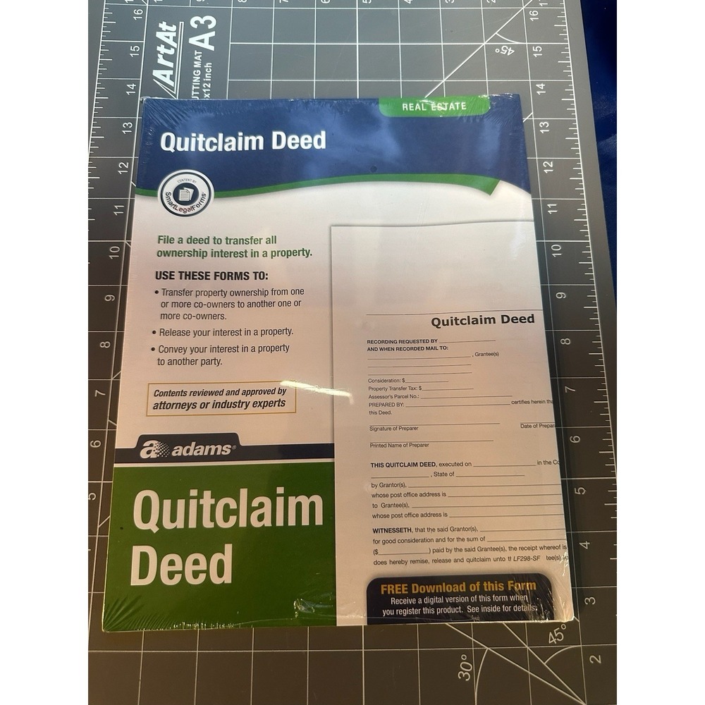 Adam's Real Estate Quitclaim Deed Smart Legal Forms- Brand New & Sealed